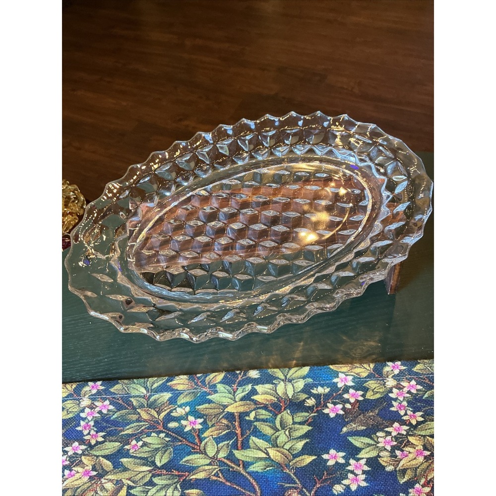 Vintage Fostoria American 12" Serving Platter Clear Glass MCM